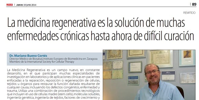 Biosalud en Marca por su aplicación de la medicina regenerativa en las lesiones deportivas